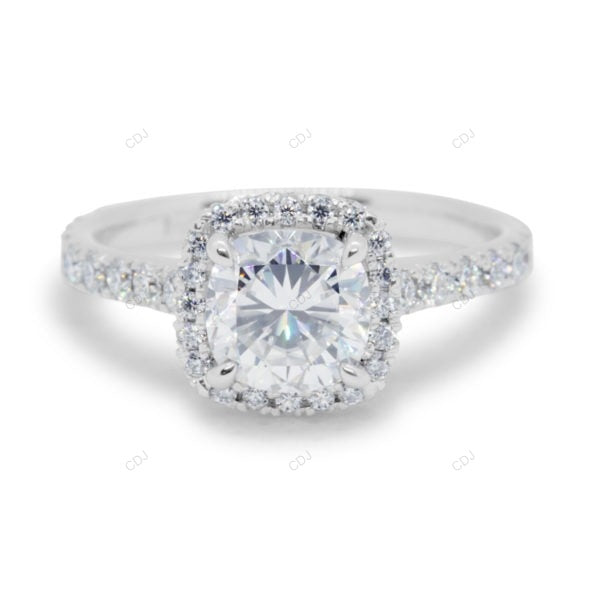 Lab Grown Cushion Diamond Halo Gold Engagement Ring