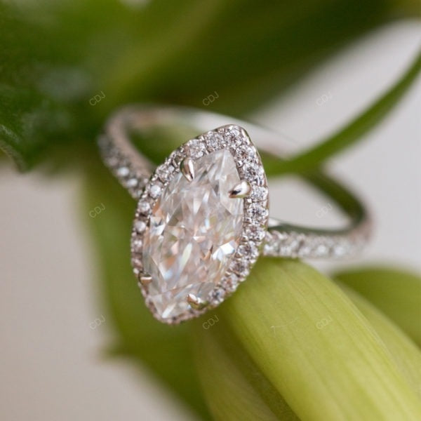 Marquise Cut Half Eternity Lab Grown Diamond Gold Ring