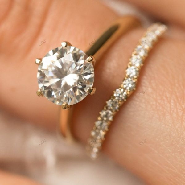 Two Tone Solitaire Lab Grown Diamond Ring