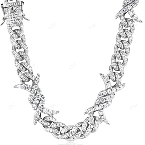 Barbed Wire Silver Moissanite Cuban Hip Hop Chain hip hop jewelry customdiamjewel