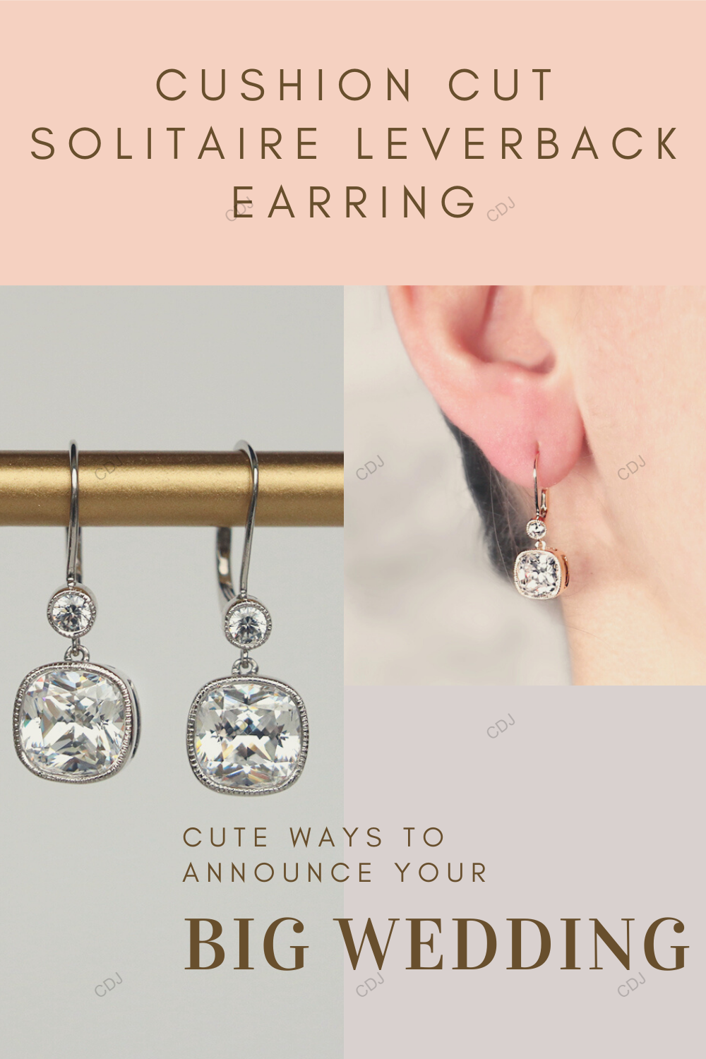 White Gold Lab Grown Diamond Lever Back Earrings