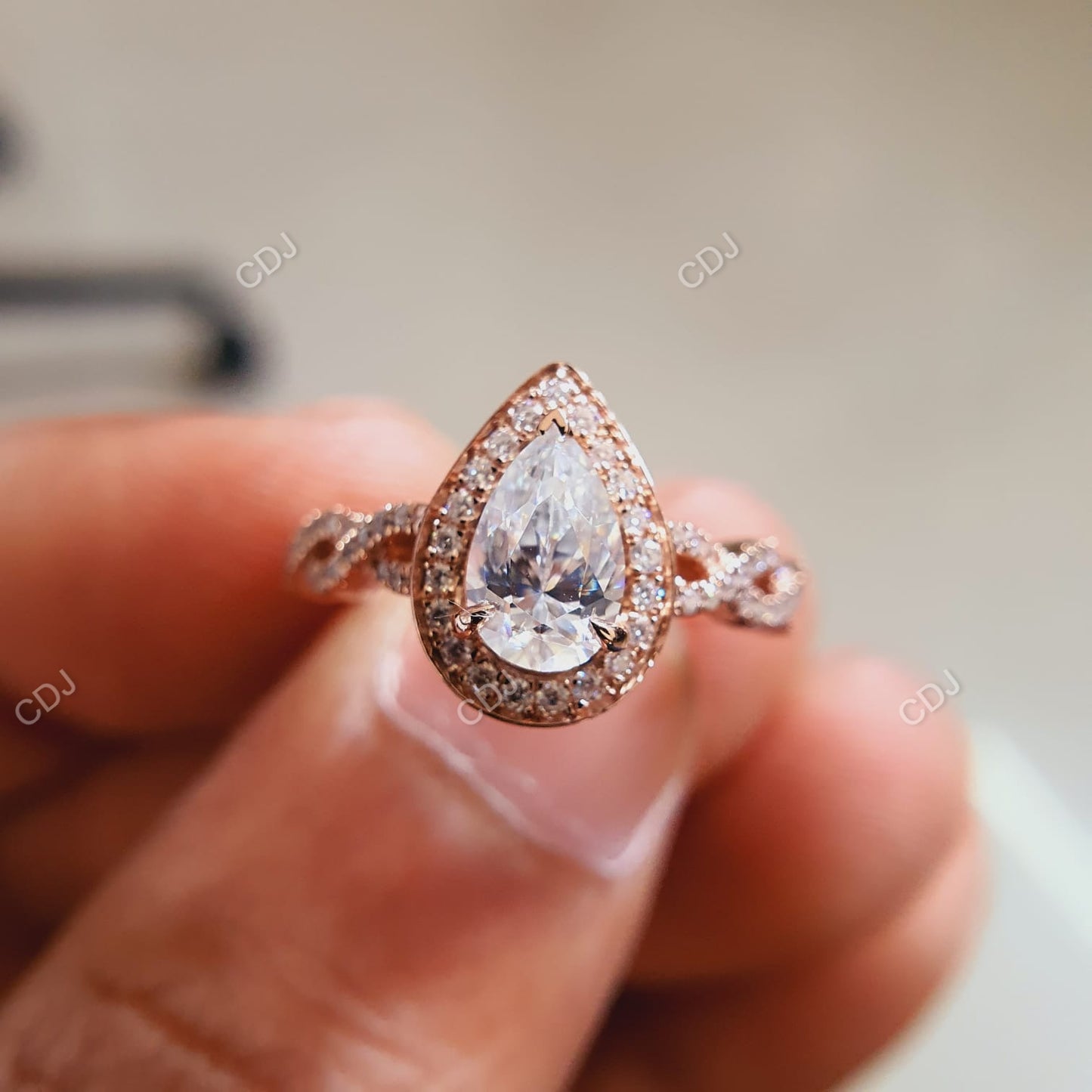 1.45 CTW Pear Shaped Infinity Halo Engagement Ring