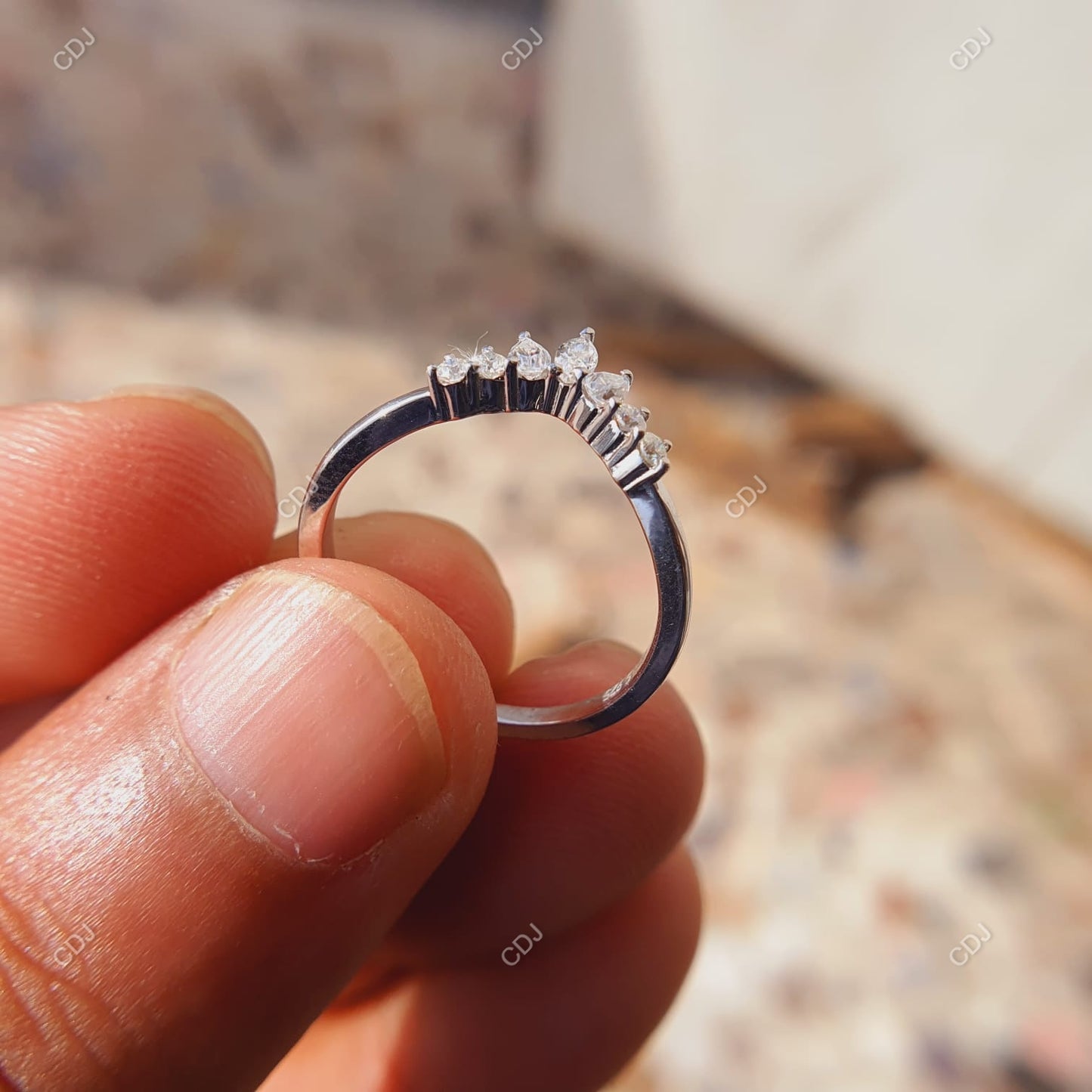 0.22 CTW Cluster Lab-Grown Curved Wedding Band
