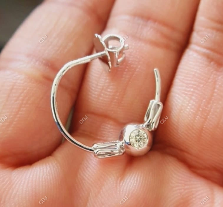 0.24 CTW Pink and White Round Diamond Angel Wing Hoop Earrings