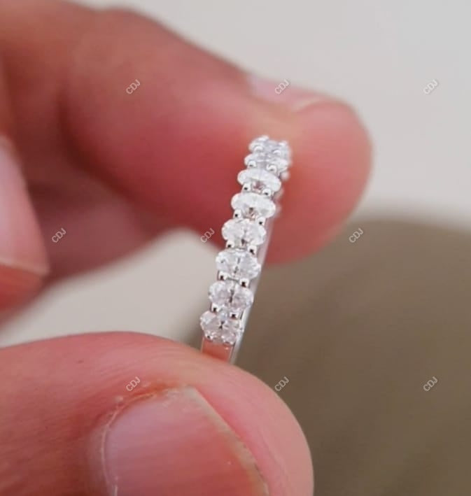 0.56 CTW 14K Gold Oval Cut Lab-Grown Shared Prong Half Eternity Band