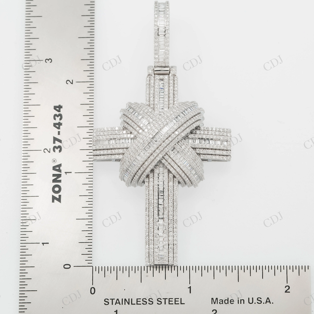 Custom Hip Hop Baguette Cross Moissanite Pendant Hip Hop Pendent customdiamjewel