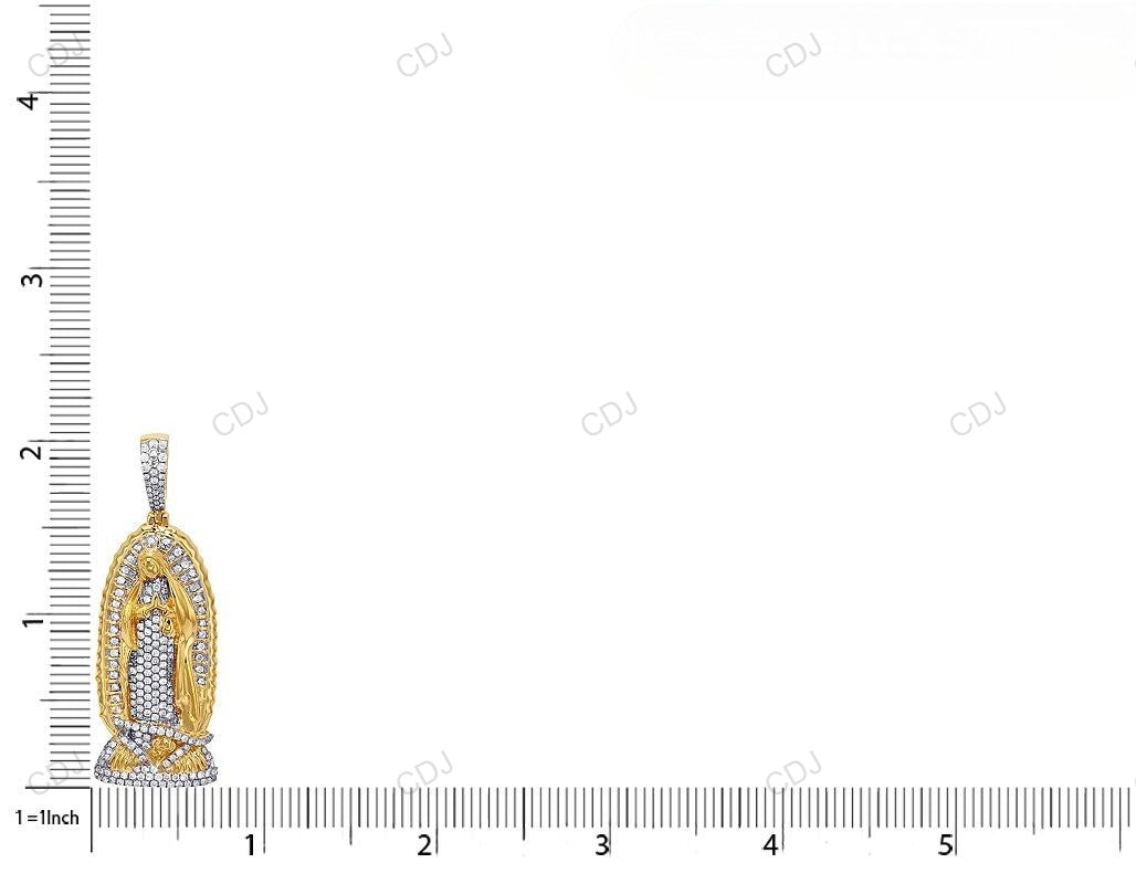 Mother Mary Yellow Gold Lab Grown Diamond Hip Hop Pendant hip hop jewelry CustomDiamJewel