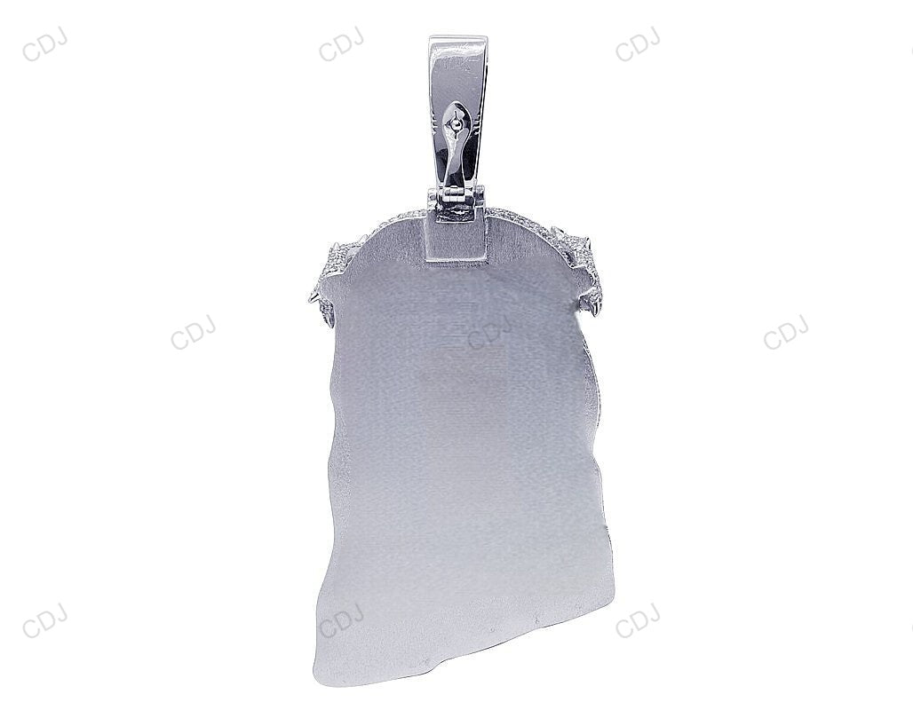 White Gold Jesus Lab Crown Diamond Iced Out Pendant hip hop jewelry CustomDiamJewel