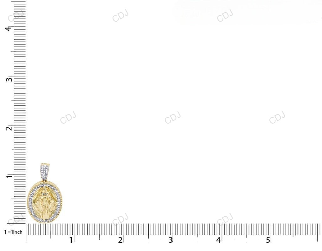 Mother Mary Two-Tone Lab Grown Diamond Pendant hip hop jewelry CustomDiamJewel