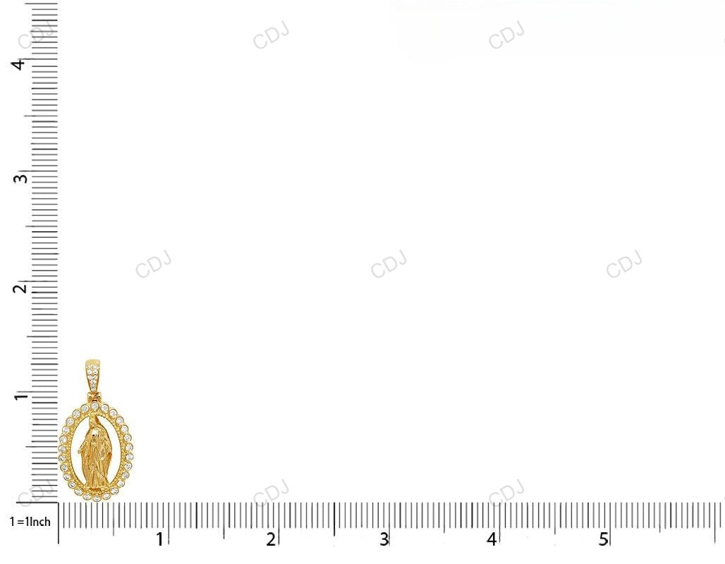 Virgin Mary Cut Out Yellow Gold CVD Diamond Pendant hip hop jewelry CustomDiamJewel
