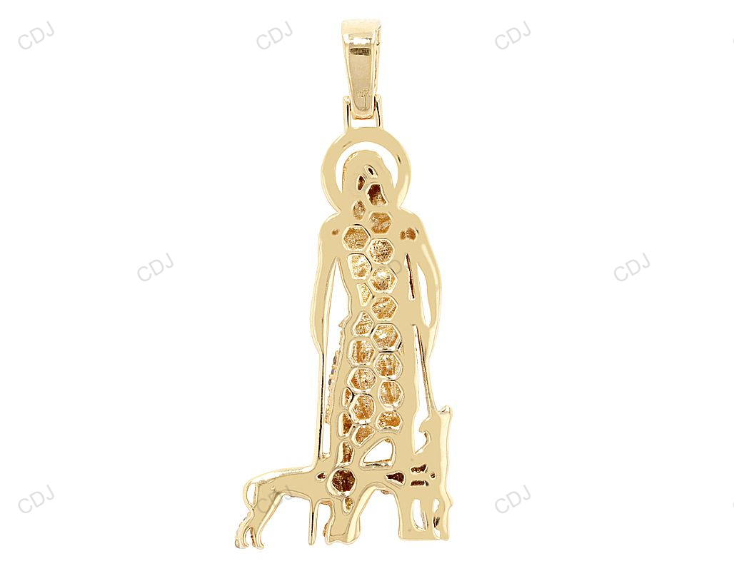 Saint Lazarus Lab Grown Diamond Yellow Gold Designer Pendant hip hop jewelry CustomDiamJewel