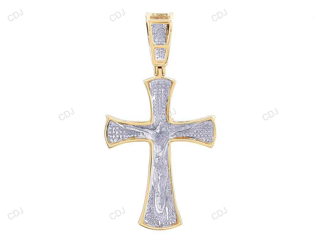 Two-Tone Gold CVD Diamond Cross Jesus Pendant customdiamjewel