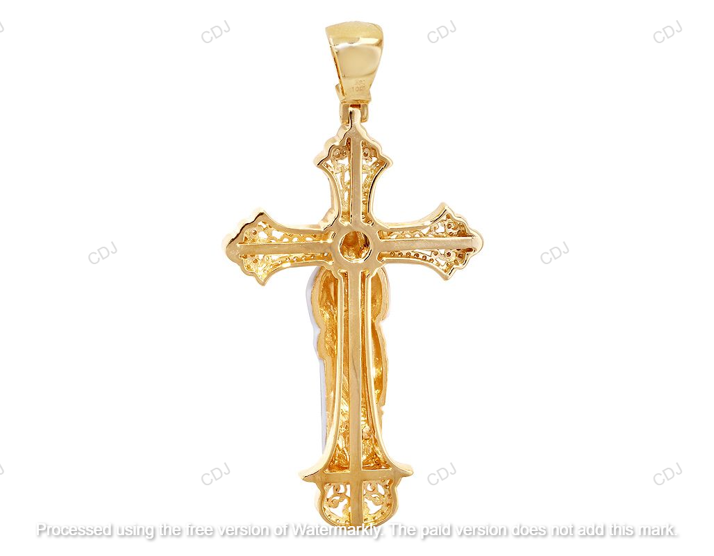 Enamel Cross Jesus CVD Diamond Yellow Gold Pendant hip hop jewelry CustomDiamJewel