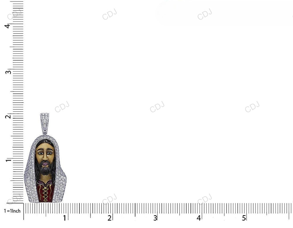 Jesus Enamel White Gold Lab Grown Diamond Pendant hip hop jewelry CustomDiamJewel