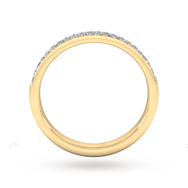 Yellow Gold Two Row Lab Grown Diamond Wedding Band