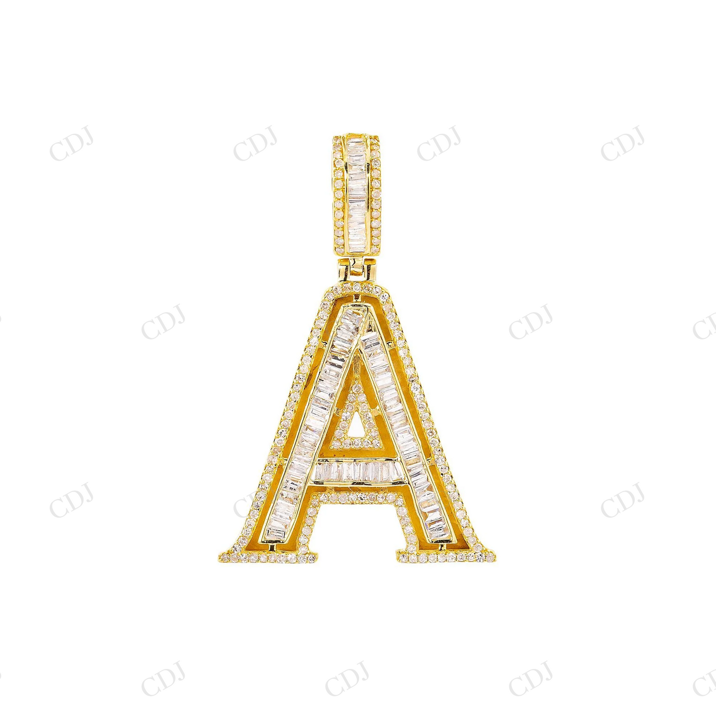 Custom Baguette Diamond 925 Sterling Silver Moissanite Letter A Pendant Hip Hop Pendent customdiamjewel