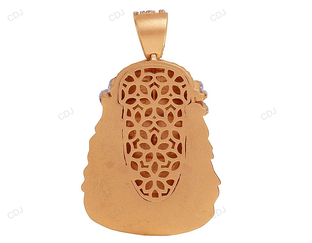 10K Rose Gold Lab Grown Diamond Matte Jesus Pendant hip hop jewelry CustomDiamJewel