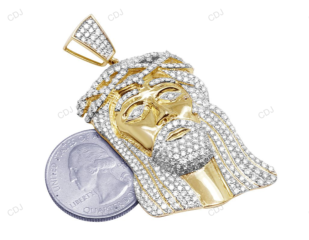 Jesus Face CVD Diamond Yellow Gold Hip Hop Pendant hip hop jewelry CustomDiamJewel