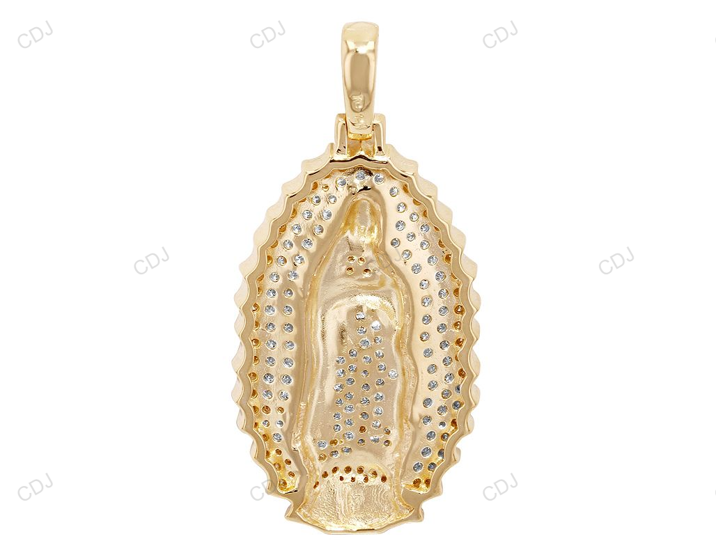 Virgin Mary Yellow Gold CVD Diamond Hip Hop Pendant hip hop jewelry CustomDiamJewel