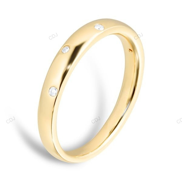 Yellow Gold Lab Grown Diamond Flush Setting Wedding Band