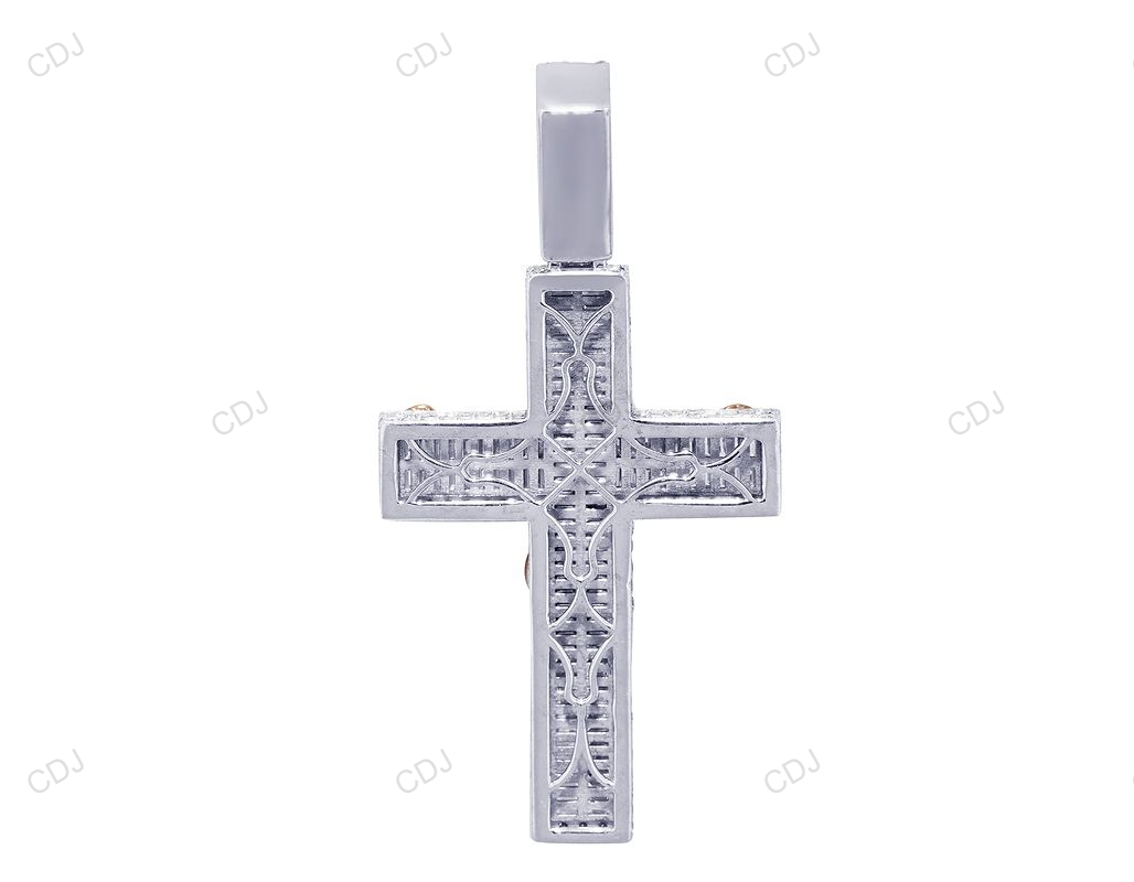 Jesus Crucifix Baguette CVD Diamond Two-Tone Pendant hip hop jewelry CustomDiamJewel