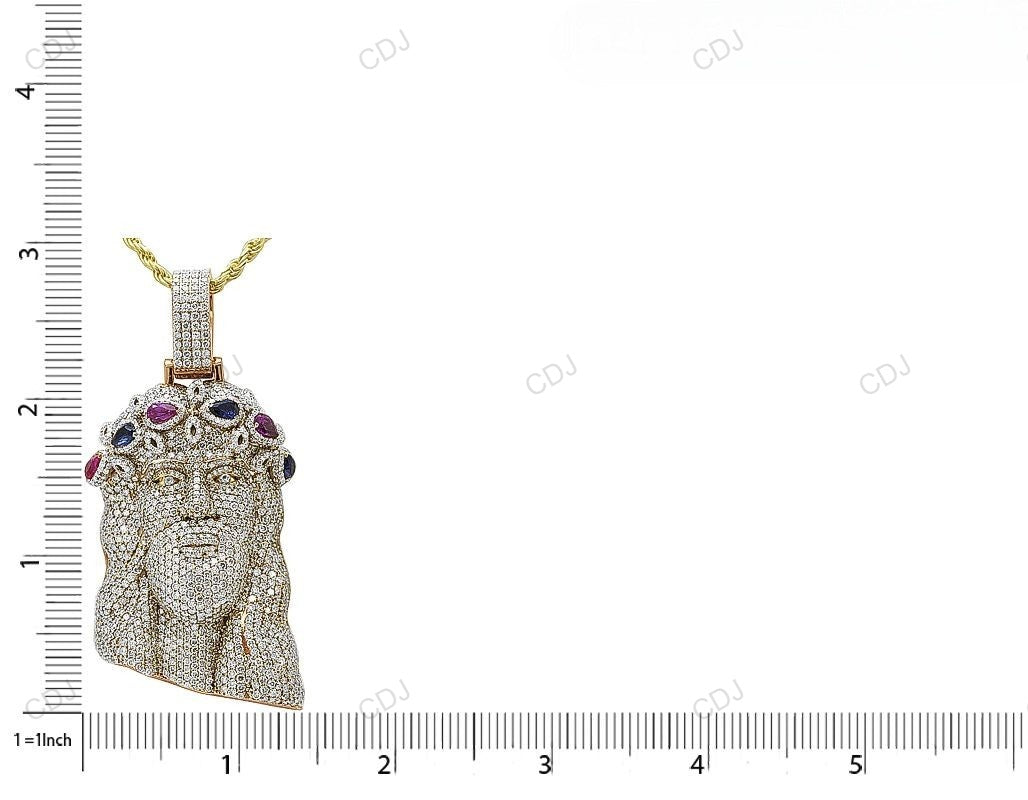 Jesus Colorful Crown Lab Grown Diamond Pendant hip hop jewelry CustomDiamJewel