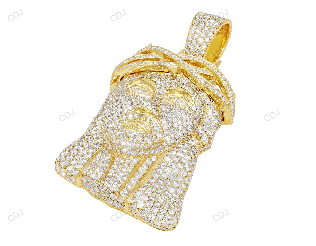 Iced Out Jesus Lab Grown Diamond Yellow Gold Pendant hip hop jewelry CustomDiamJewel
