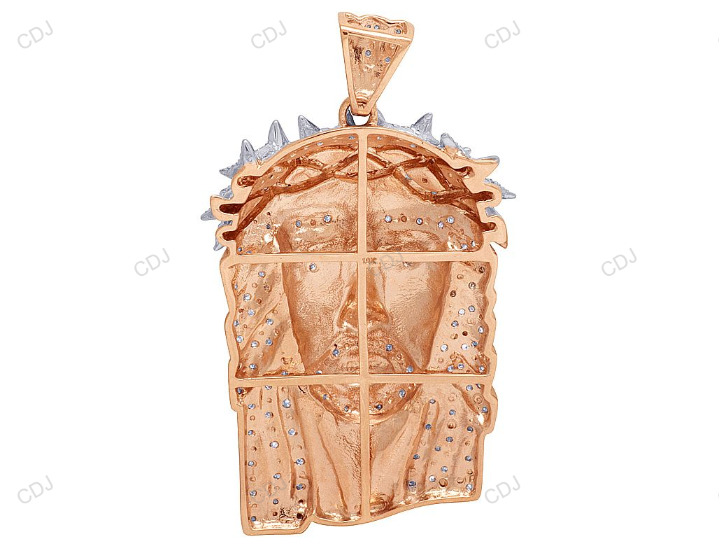 Lab Grown Diamond Jesus Face Matte Rose Gold Pendant hip hop jewelry CustomDiamJewel