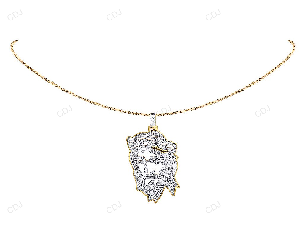 Yellow Gold Cut Out Digital Christ Jesus CVD Diamond Pendant hip hop jewelry CustomDiamJewel