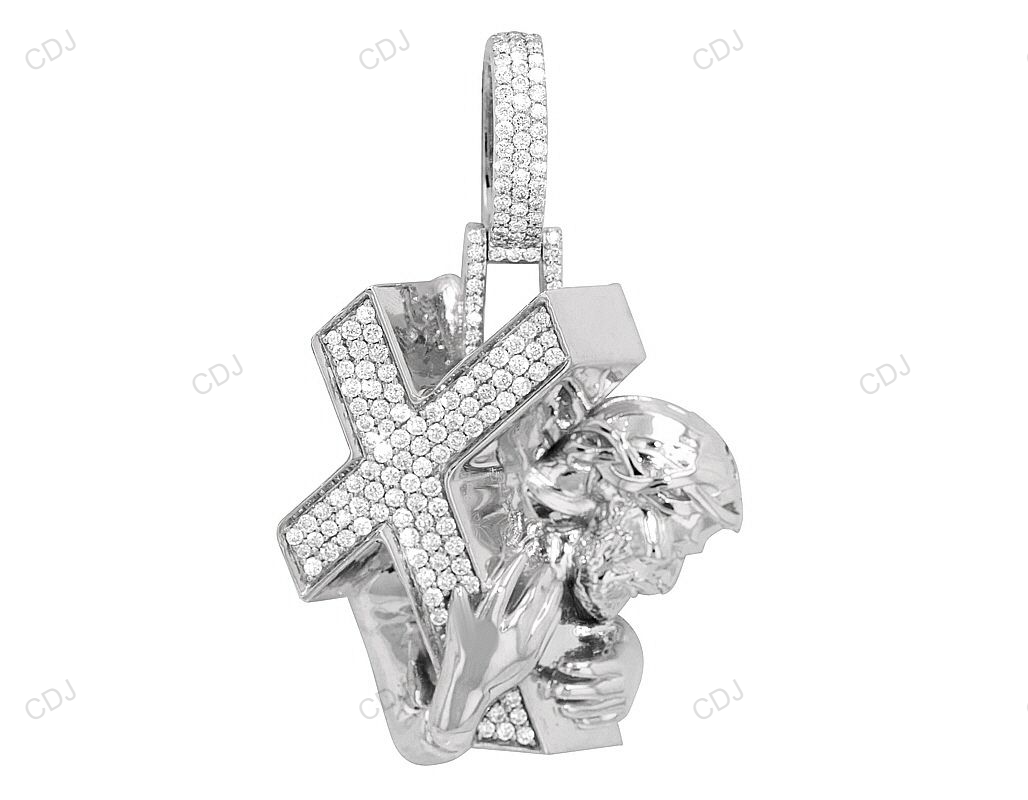 Jesus Carrying Lab Grown Diamond Gold Hip Hop Pendant hip hop jewelry CustomDiamJewel