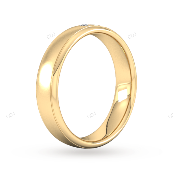 Yellow Gold Flush Setting CVD Diamond Wedding Band For Everyday