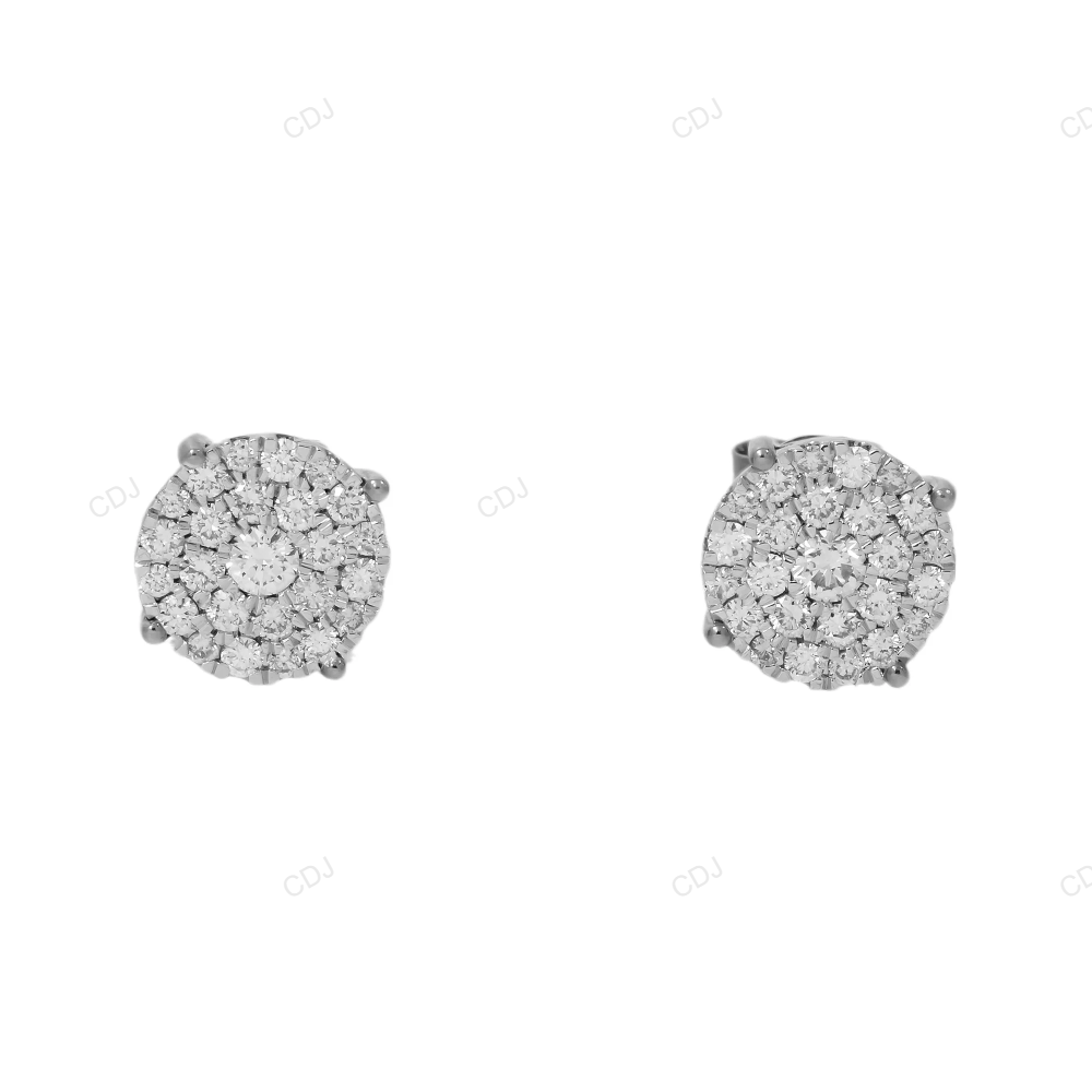 Hip Hop cluster Yellow Gold Lab Grown Diamond Earrings