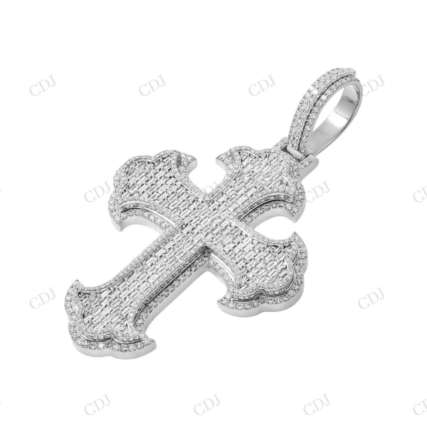 925 Silver Moissanite Baguette Cross Pendant Hip Hop Pendent customdiamjewel