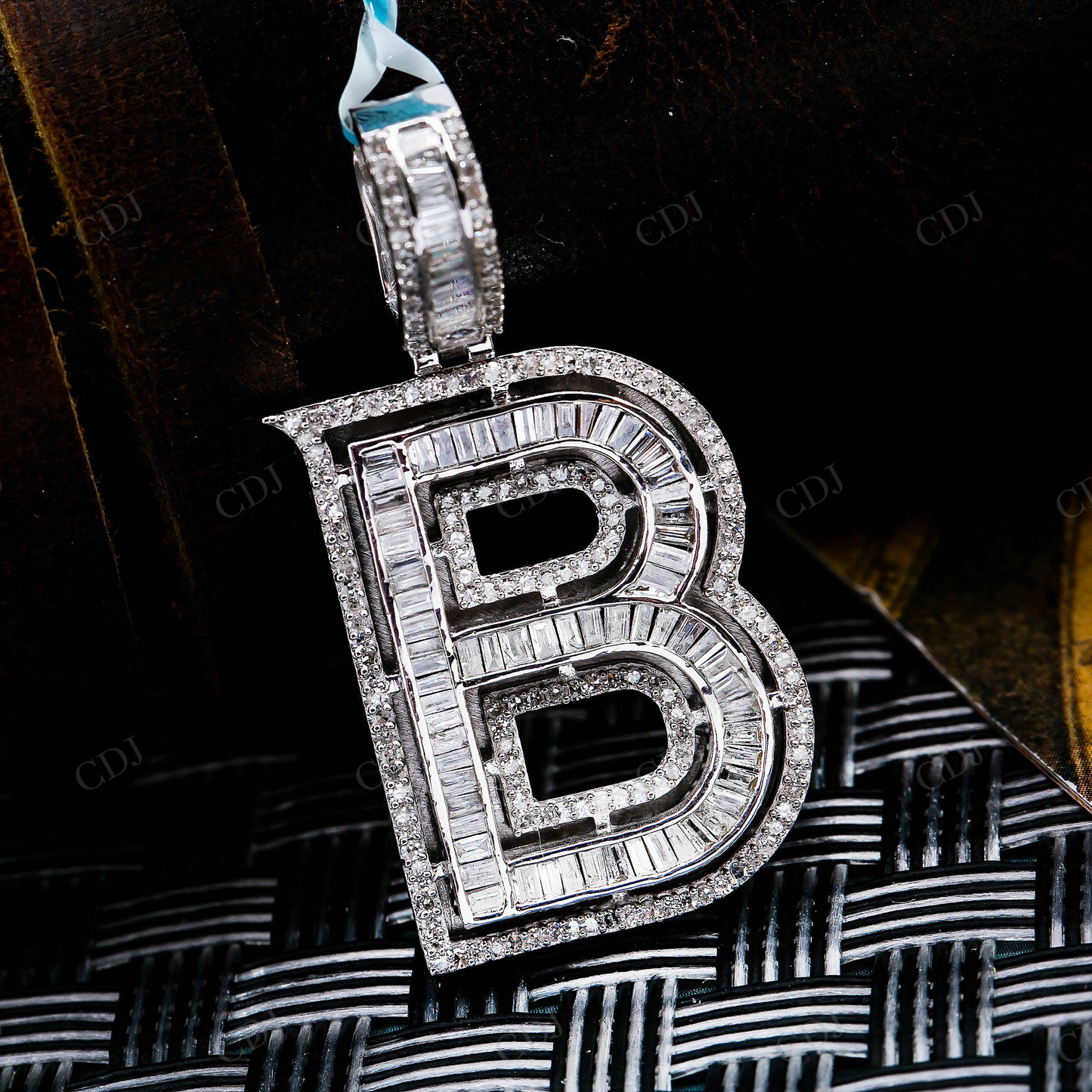 Fully Iced Out B Letter 925 Sterling Silver Moissanite Baguette Pendant Hip Hop Pendent customdiamjewel