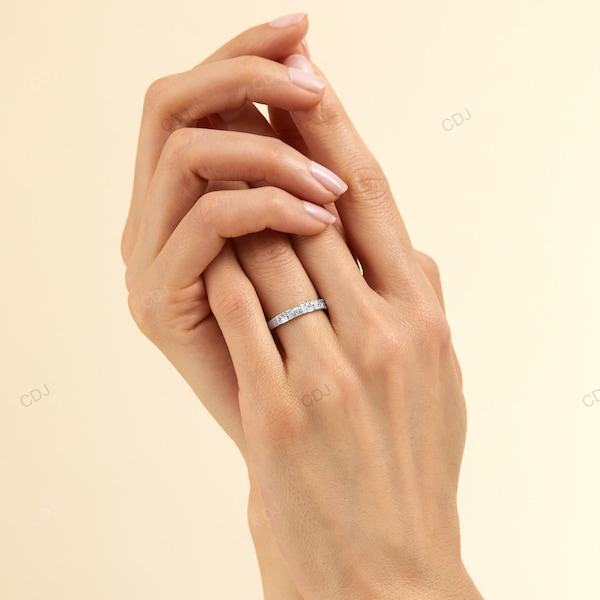 White Gold Lab Grown Diamond Wedding Band For Every Day