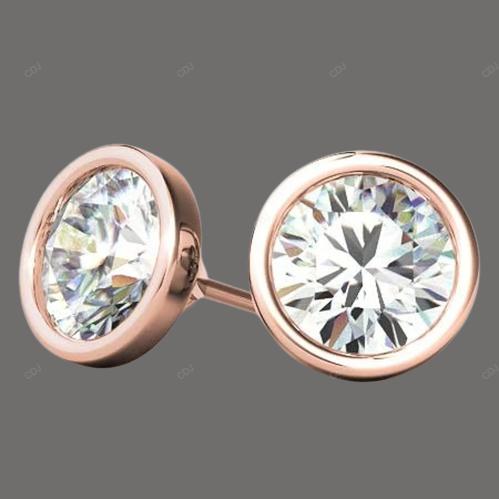 Yellow Gold Bezel Set Lab Grown Diamond Earrings customdiamjewel