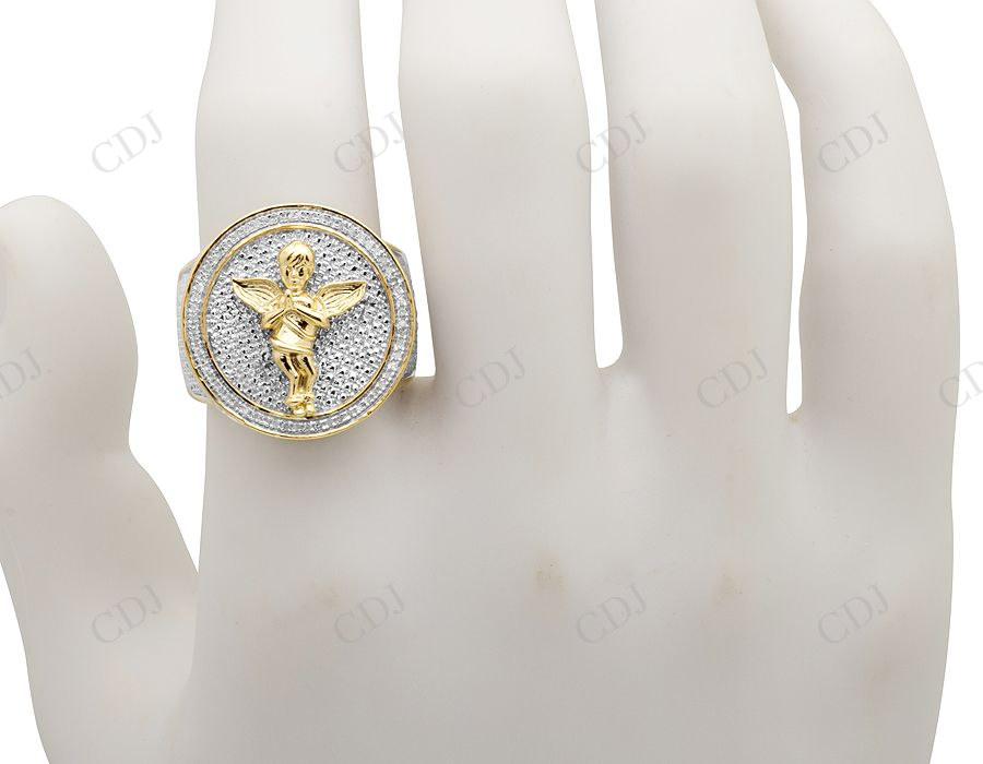 Two Tone VVS Moissanite Angel Real Diamond Ring Hip Hop Ring CustomDiamJewel