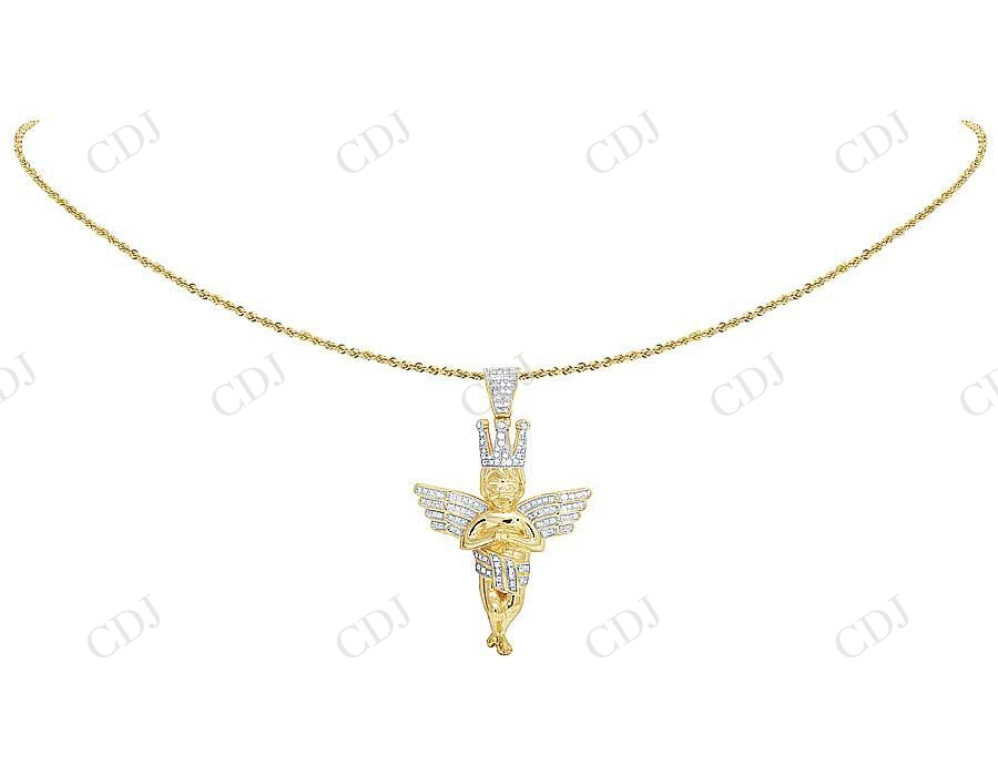 Two Tone VVS Moissanite Praying Hands Angel Diamond Pendant Charm Hip Hop Pendent CustomDiamJewel