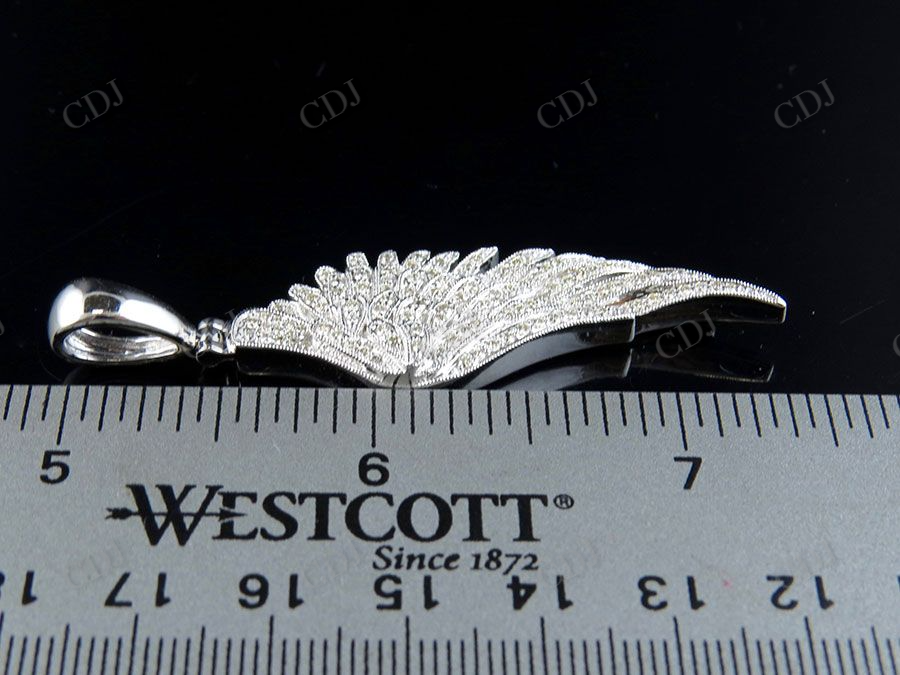 Sterling Silver Moissanite Angel Wing Diamond Pendant Charm Hip Hop Pendent CustomDiamJewel