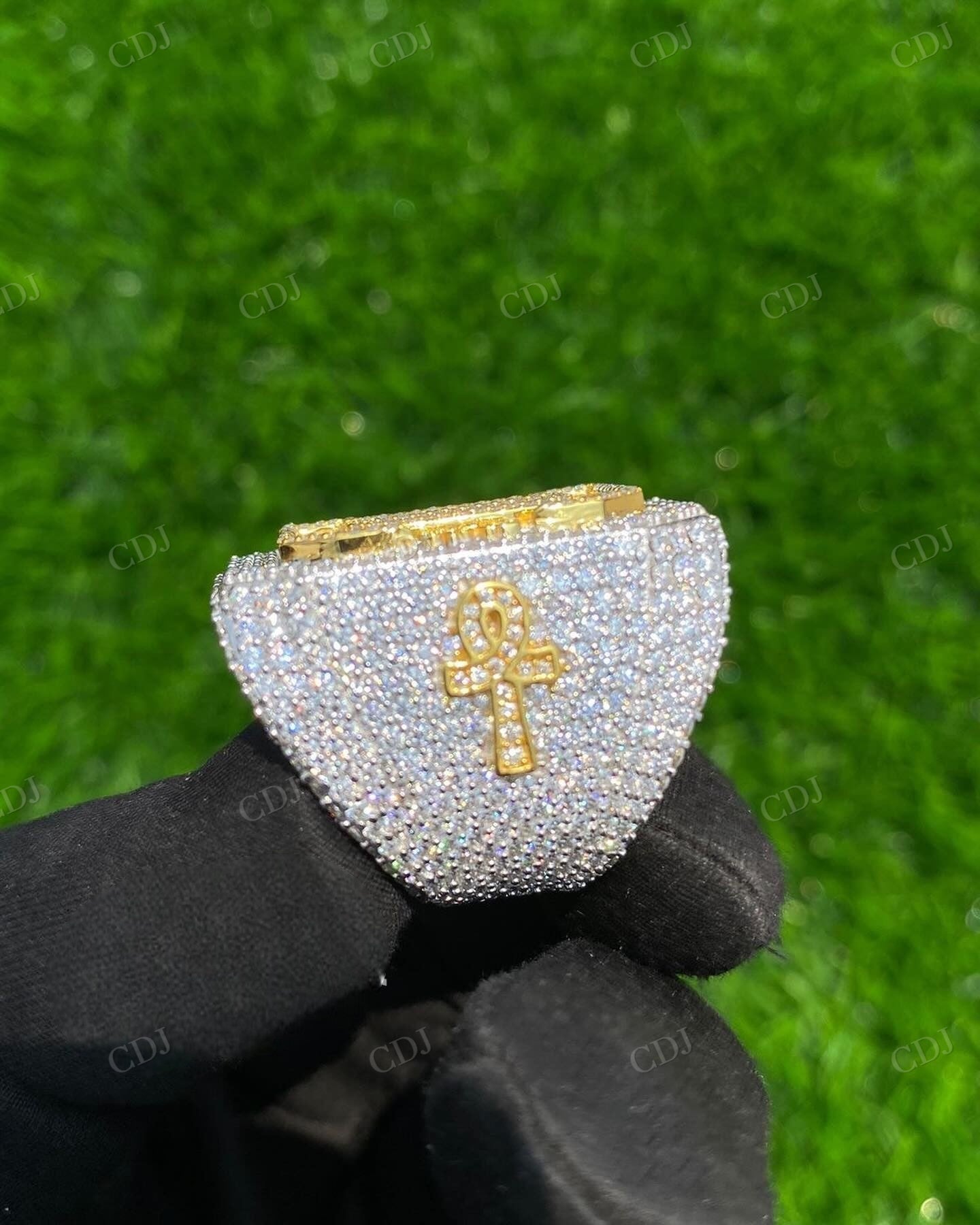 Trendy Design Two Tone D Letter Hip Hop Ring hip hop jewelry CustomDiamJewel