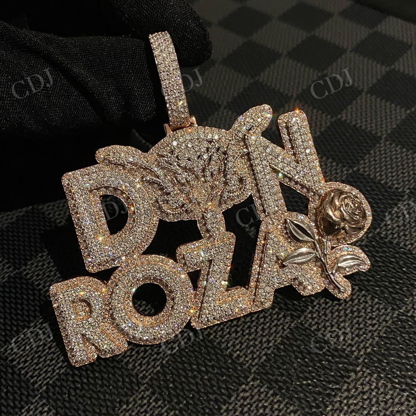 Iced Out Don Roza Initial Name Moissanite Diamond Pendant customdiamjewel