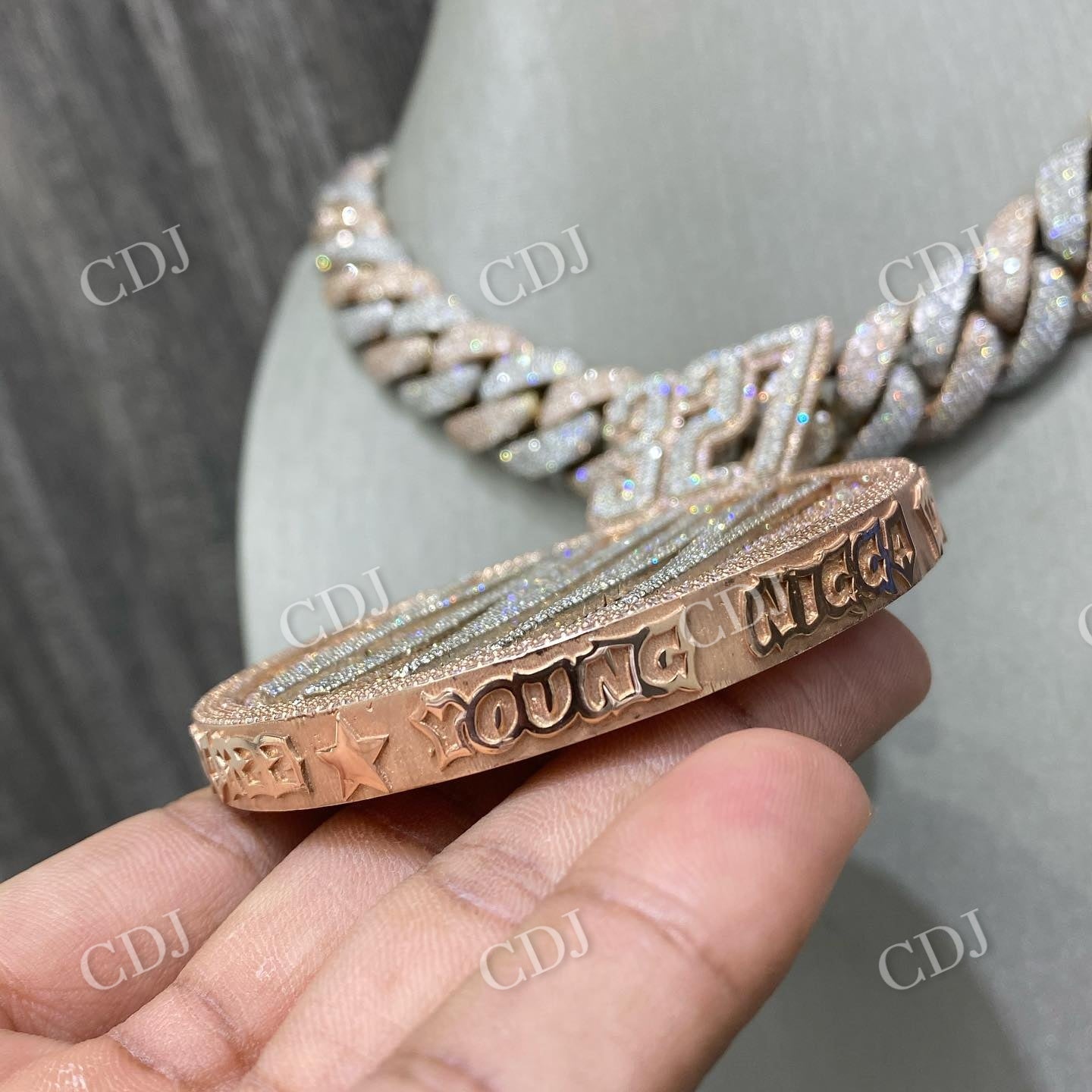 Round Custom Name YNW Iced Out Two Tone Pendant customdiamjewel