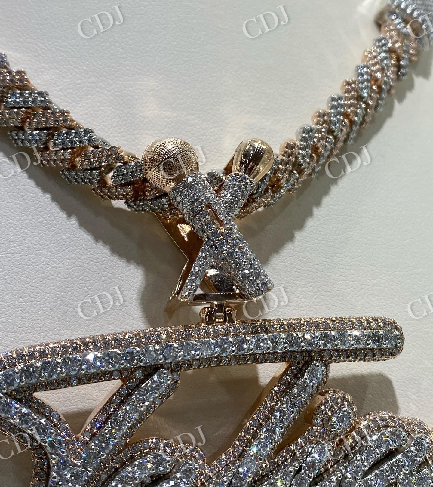 Sterling Silver Iced Out Diamond Custom Name Pendant customdiamjewel