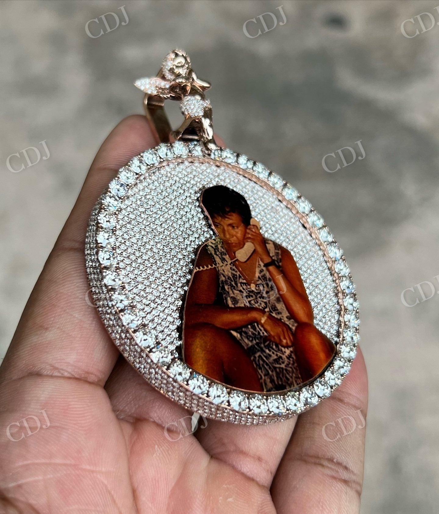 Hip Hop Photo Memory Moissanite Diamond Sterling Silver Pendant customdiamjewel