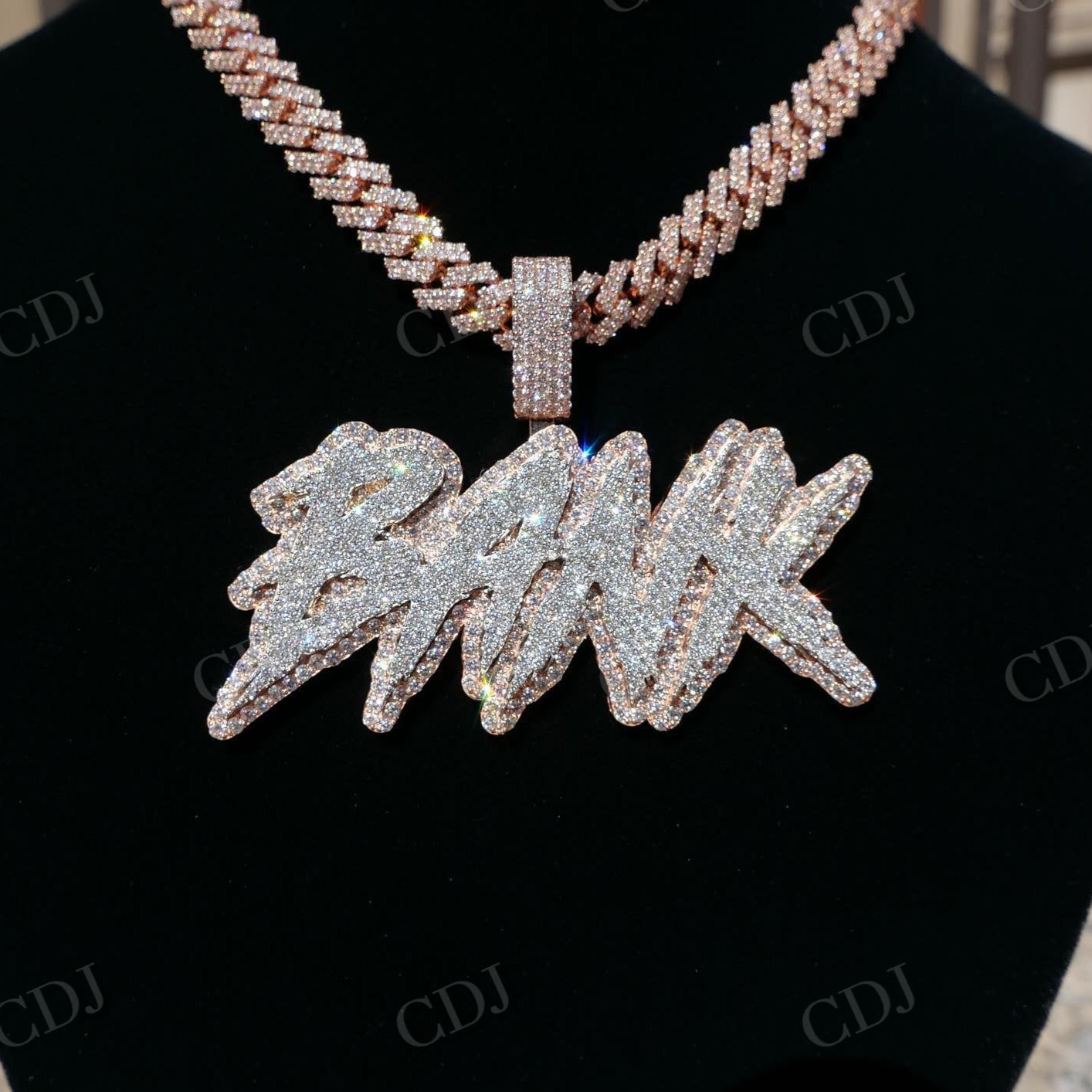 Bank letter Iced Out Two Tone Diamond Hip Hop Pendant customdiamjewel