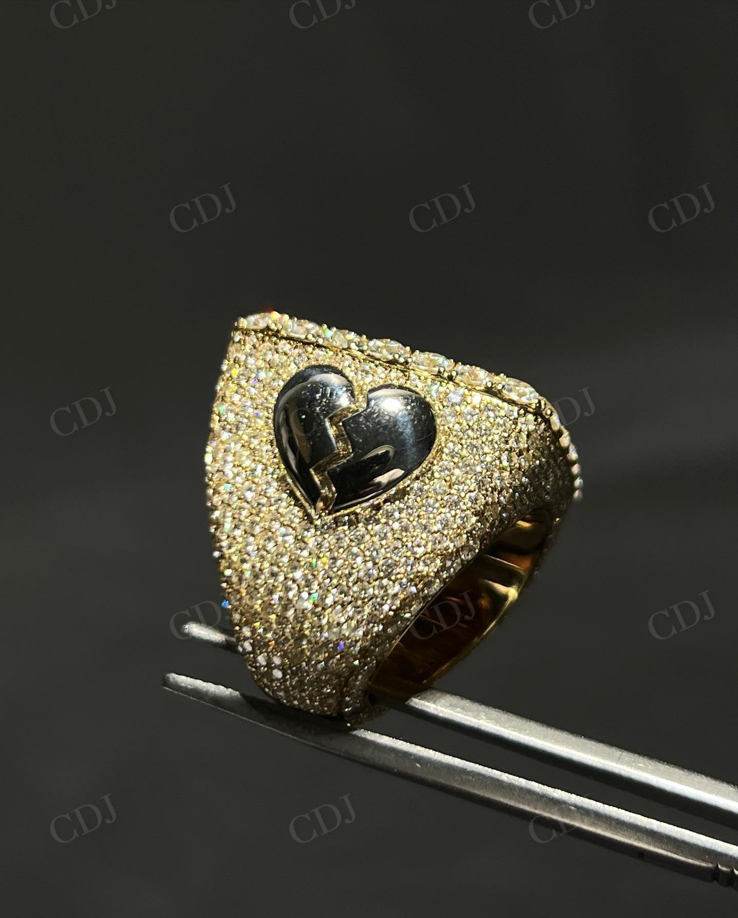 "LLTJ" Letter Sterling Silver Moissanite Square Iced Out Hip Hop Ring customdiamjewel