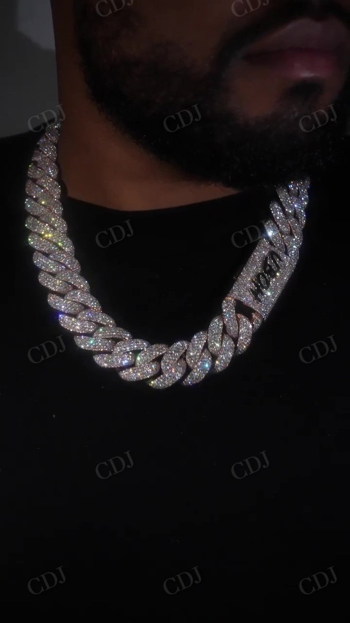 Iced Out Moissanite Sterling Silver Miami Cuban Chain Hip Hop Jewelry customdiamjewel