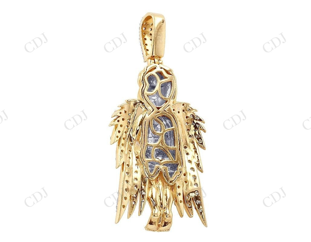 Sterling Silver Two Tone Angel Wings Diamond Pendent Hip Hop Pendent customdiamjewel
