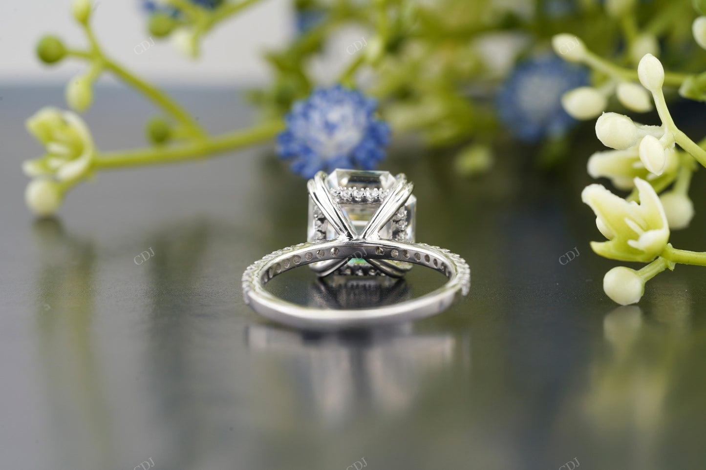 Asscher Lab-Grown Diamond Pavé Ring