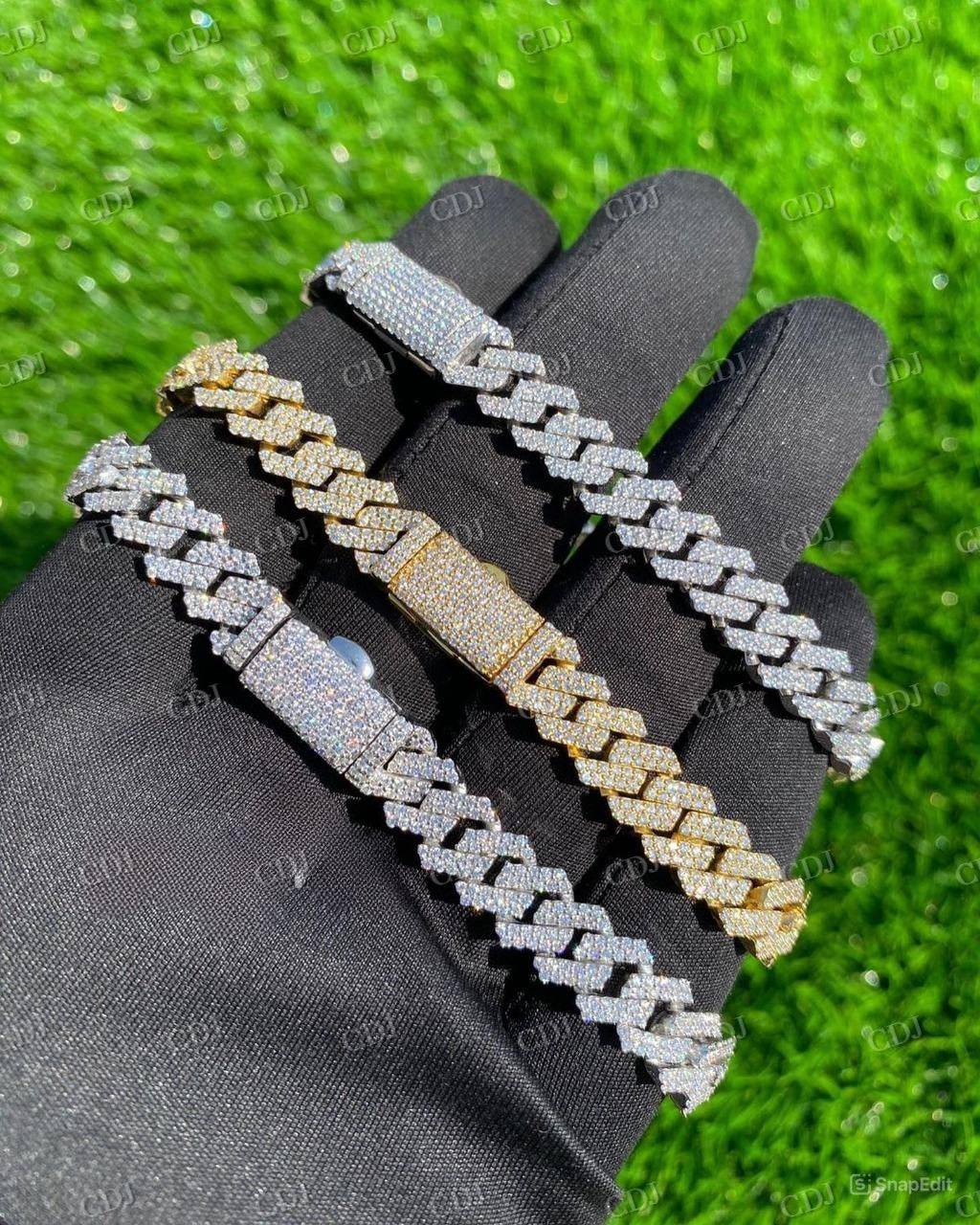 10K Gold Iced Out Cuban Link Bracelet hip hop jewelry CustomDiamJewel